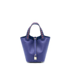 HERMES PICOTIN 18 LOCK BAG EPSOM BLUE ENCRE/BRIQUE/NOIR SHW