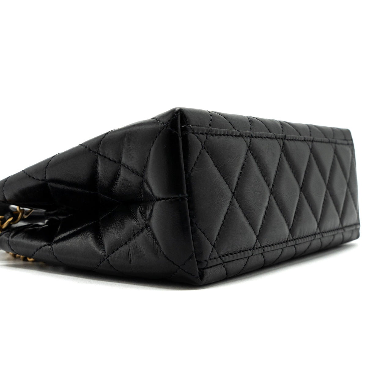 CHANEL 23K MINI SHOPPING TOTE CALFSKIN BLACK BRUSHED GHW(MICROCHIP)