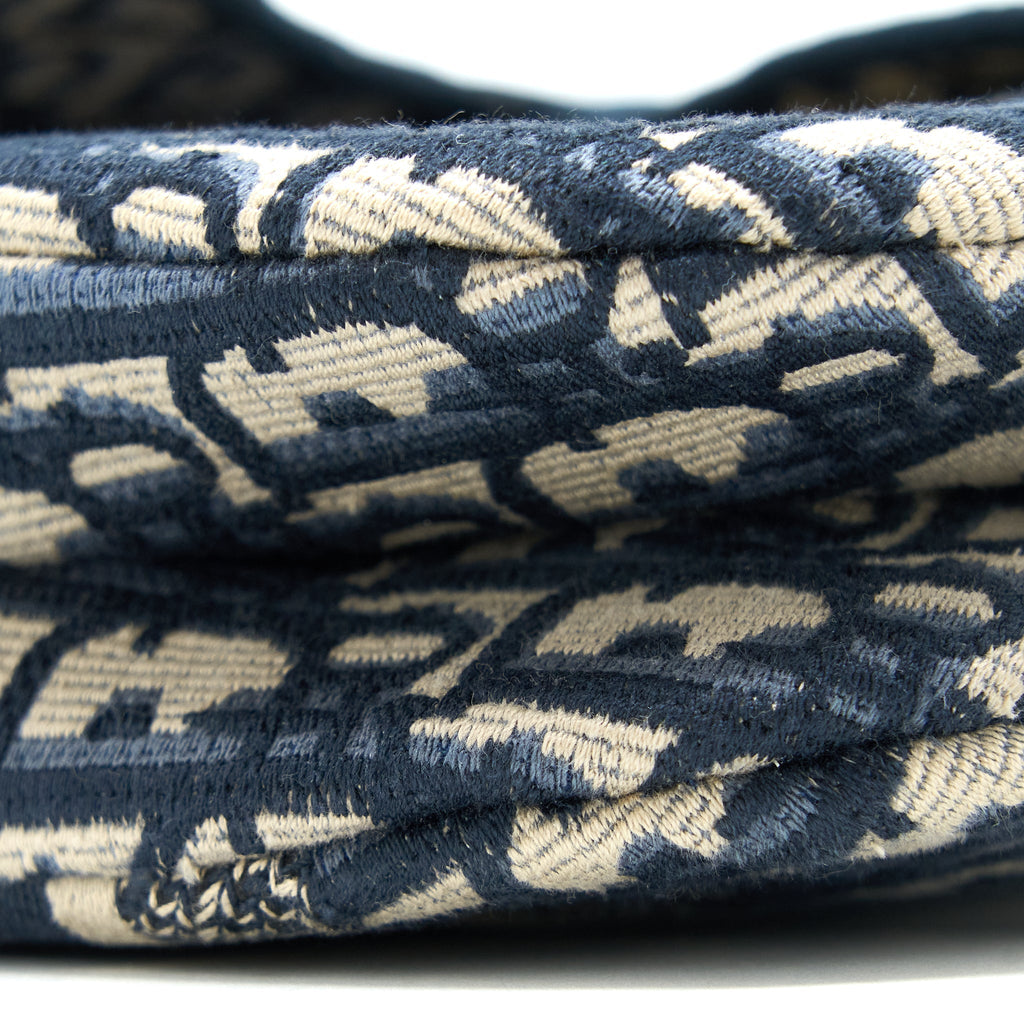 DIOR SADDLE BAG BLUE OBLIQUE EMBROIDERY BRUSHED GHW WITH DIOR STRAP