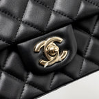 CHANEL MINI RECTANGULAR FLAP BAG LAMBSKIN BLACK LGHW (MICROCHIP)