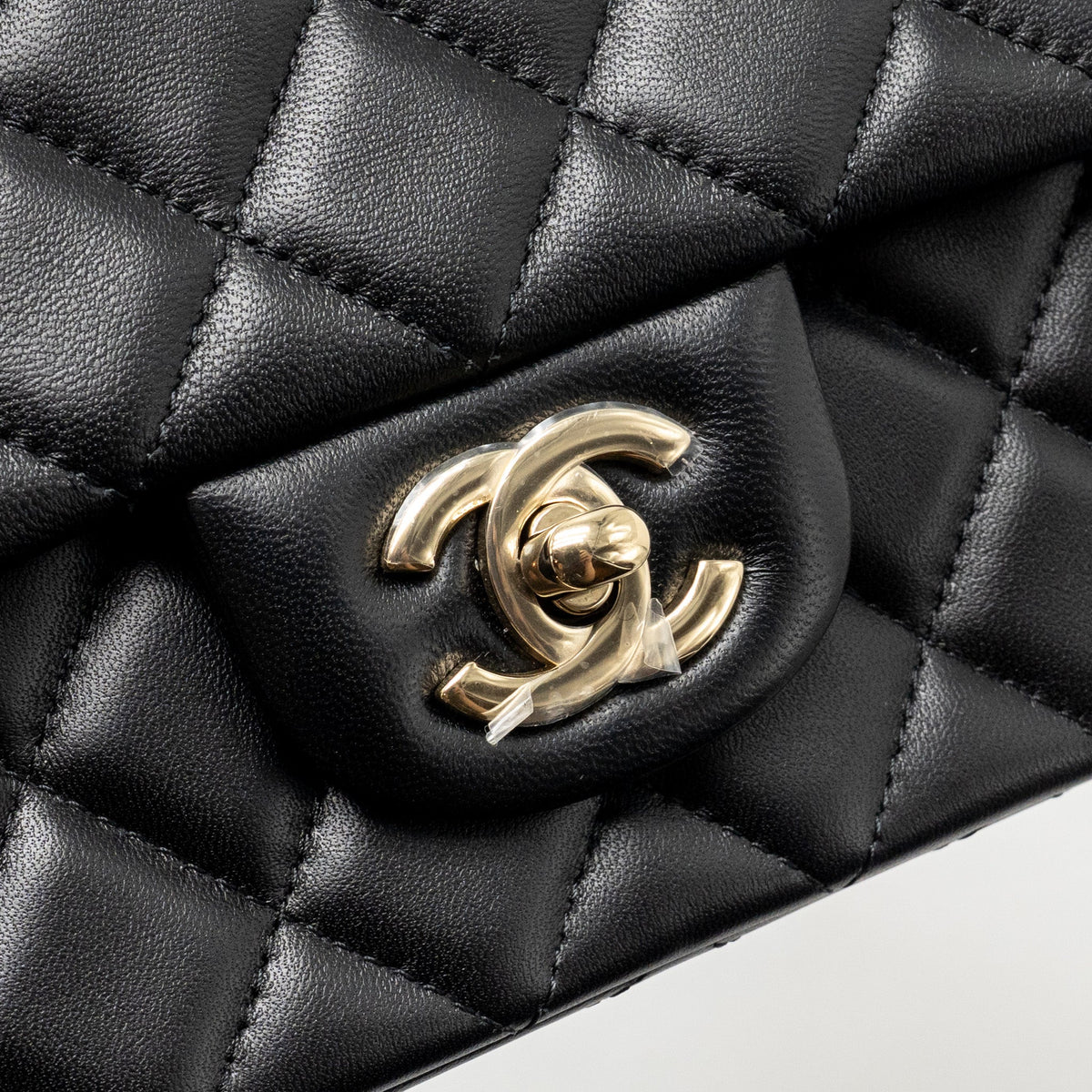 CHANEL MINI RECTANGULAR FLAP BAG LAMBSKIN BLACK LGHW (MICROCHIP)