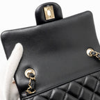 CHANEL MINI RECTANGULAR FLAP BAG LAMBSKIN BLACK LGHW (MICROCHIP)