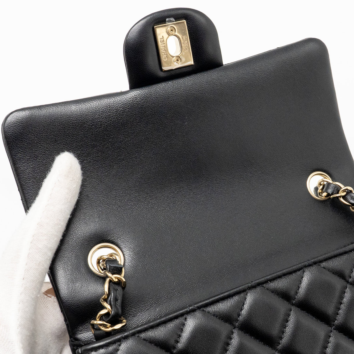 CHANEL MINI RECTANGULAR FLAP BAG LAMBSKIN BLACK LGHW (MICROCHIP)