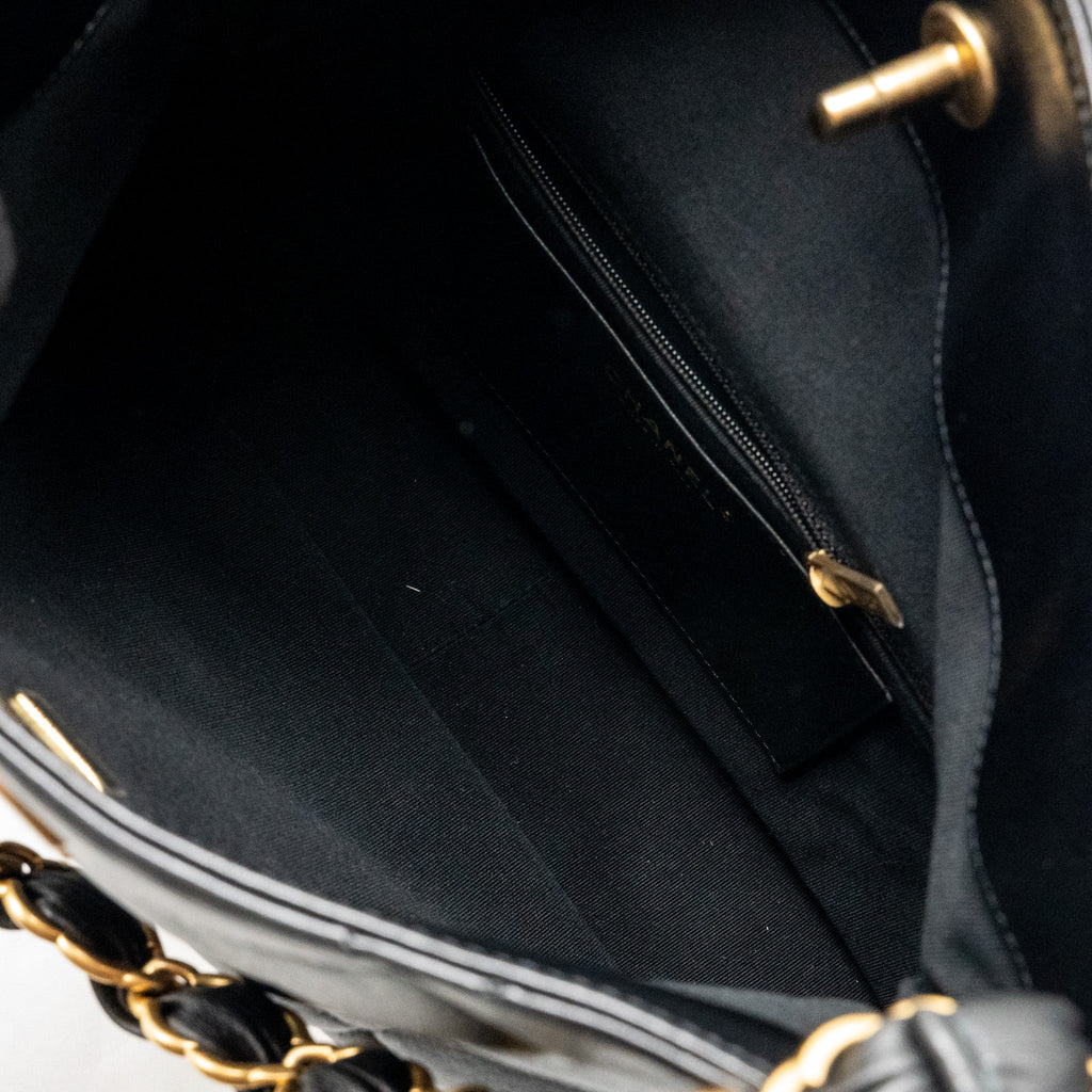 CHANEL LARGE HOBO BAG LAMBSKIN BLACK GHW (MICROCHIP)