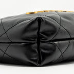 CHANEL 23K MINI 22 BAG SHINY CALFSKIN BLACK GHW (MICROCHIP)