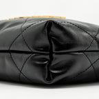 CHANEL 23K MINI 22 BAG SHINY CALFSKIN BLACK GHW (MICROCHIP)