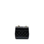 CHANEL 22K RETRO CLASSIC NEW SQUARE MINI FLAP BAG PATENT BLACK BRUSHED GHW(MICROCHIP)