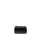 CHANEL 22K RETRO CLASSIC NEW SQUARE MINI FLAP BAG PATENT BLACK BRUSHED GHW(MICROCHIP)