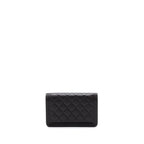 CHANEL BOY WALLET ON CHAIN GRAINED CALFSKIN BROWN LGHW (MICROCHIP)