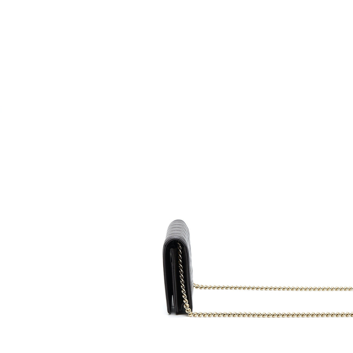 CHANEL BOY WALLET ON CHAIN GRAINED CALFSKIN BROWN LGHW (MICROCHIP)