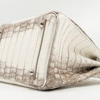 HERMES BIRKIN 25 CROCODILE NILOTICUS HIMALAYA BLANC SHW