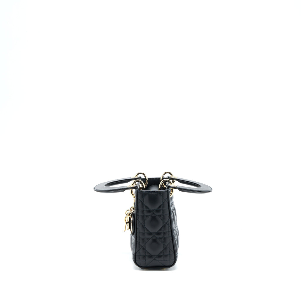 DIOR LADY DIOR MINI LAMBSKIN BLACK LGHW