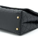 CHANEL MEDIUM COCO HANDLE WITH LIZARD EMBOSSED HANDLE CAVIAR BLACK GHW