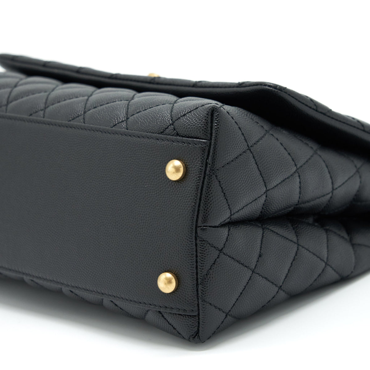 CHANEL MEDIUM COCO HANDLE WITH LIZARD EMBOSSED HANDLE CAVIAR BLACK GHW