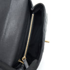 CHANEL MEDIUM COCO HANDLE WITH LIZARD EMBOSSED HANDLE CAVIAR BLACK GHW