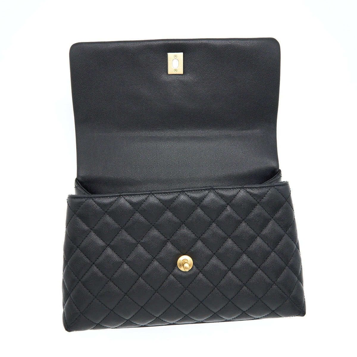 CHANEL MEDIUM COCO HANDLE WITH LIZARD EMBOSSED HANDLE CAVIAR BLACK GHW