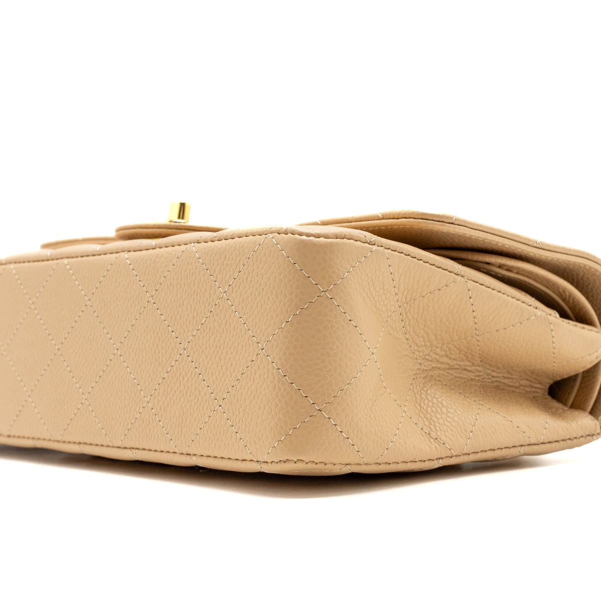 CHANEL MEDIUM CLASSIC DOUBLE FLAP BAG CAVIAR BEIGE GHW (MICROCHIP)