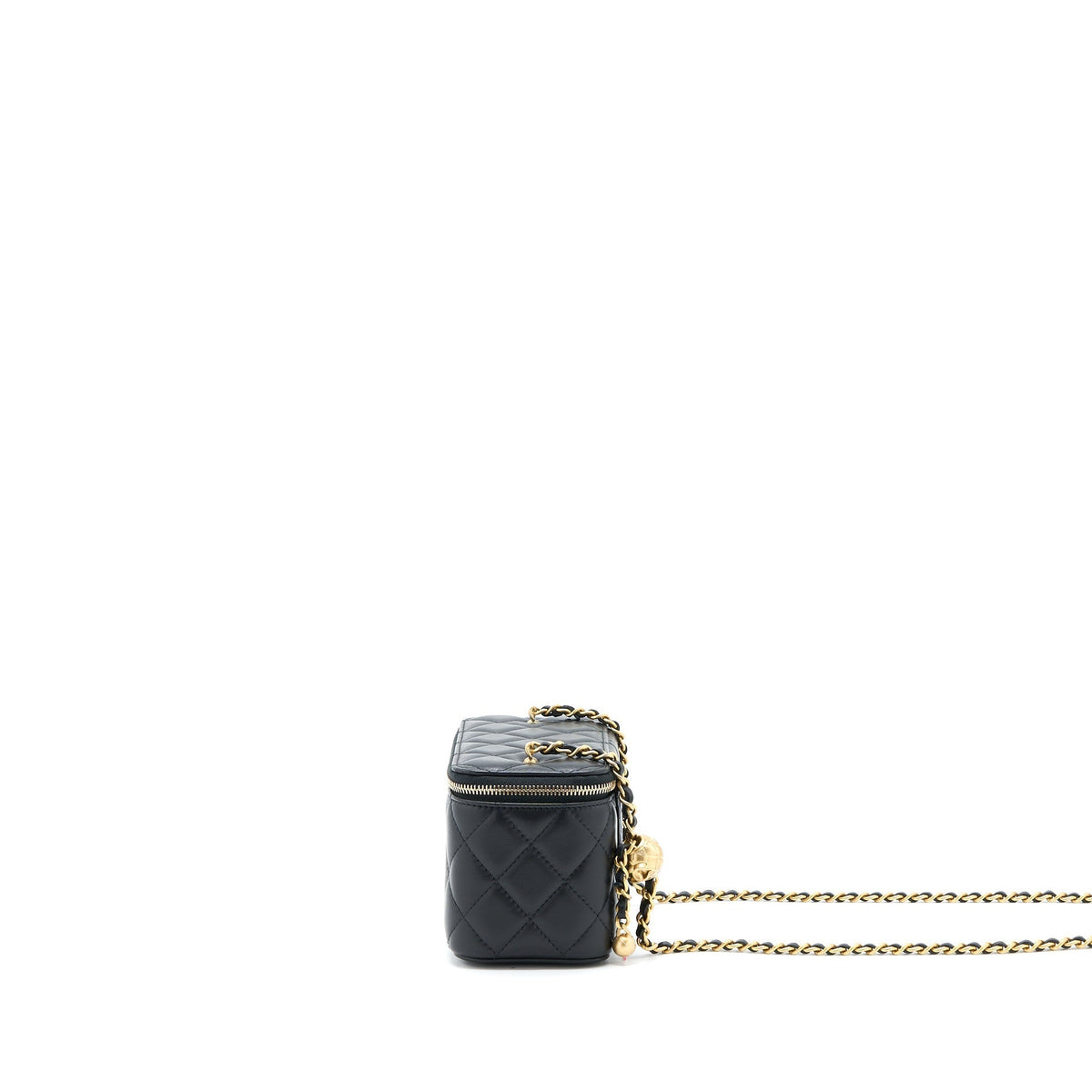 CHANEL 22B PEARL CRUSH LONG VANITY WITH CHAIN LAMBSKIN BLACK GHW (MICROCHIP)