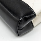 CHANEL 31 NANO CLUTCH WITH CHAIN SHINY LAMBSKIN WHITE/BLACK LGHW (MICROCHIP)