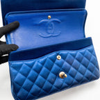 Chanel medium classic double flap bag satin blue GHW