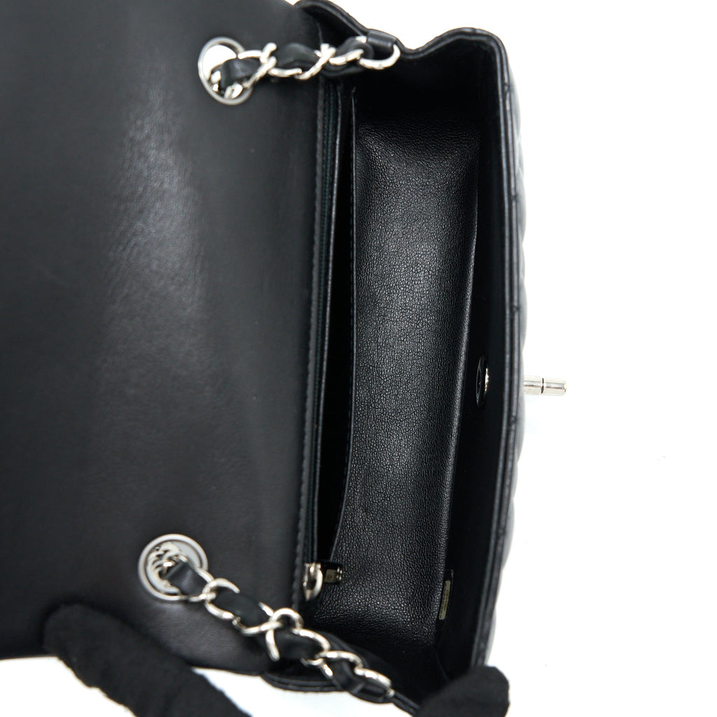CHANEL MINI RECTANGULAR FLAP BAG LAMBSKIN BLACK SHW