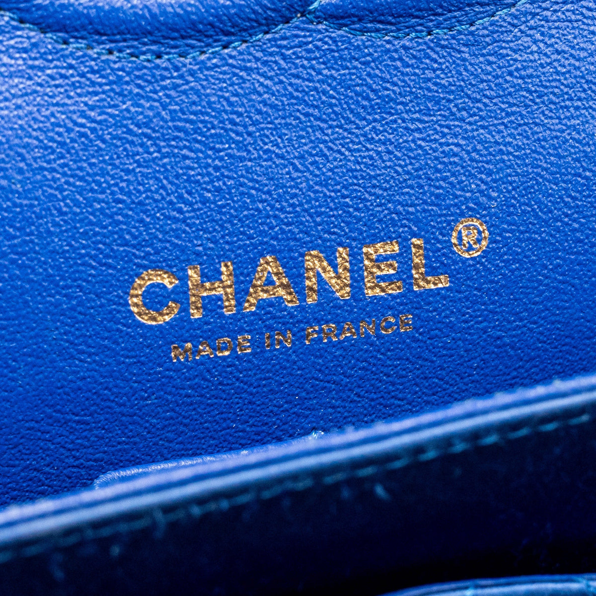 Chanel medium classic double flap bag satin blue GHW