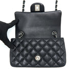 CHANEL MINI RECTANGULAR FLAP BAG LAMBSKIN BLACK SHW