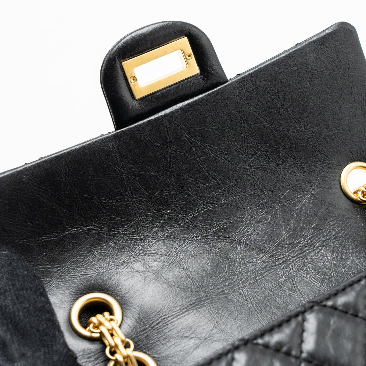 CHANEL MINI 2.55 REISSUE AGED CALFSKIN BLACK BRUSHED GHW(MICROCHIP)