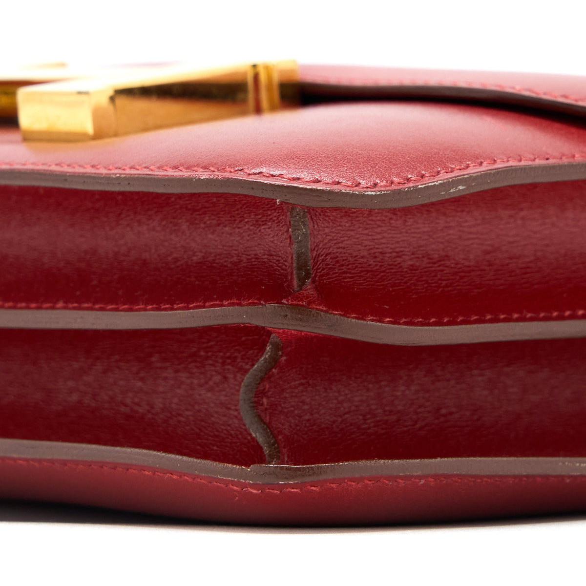 HERMES VINTAGE MINI CONSTANCE BOX LEATHER RED GHW
