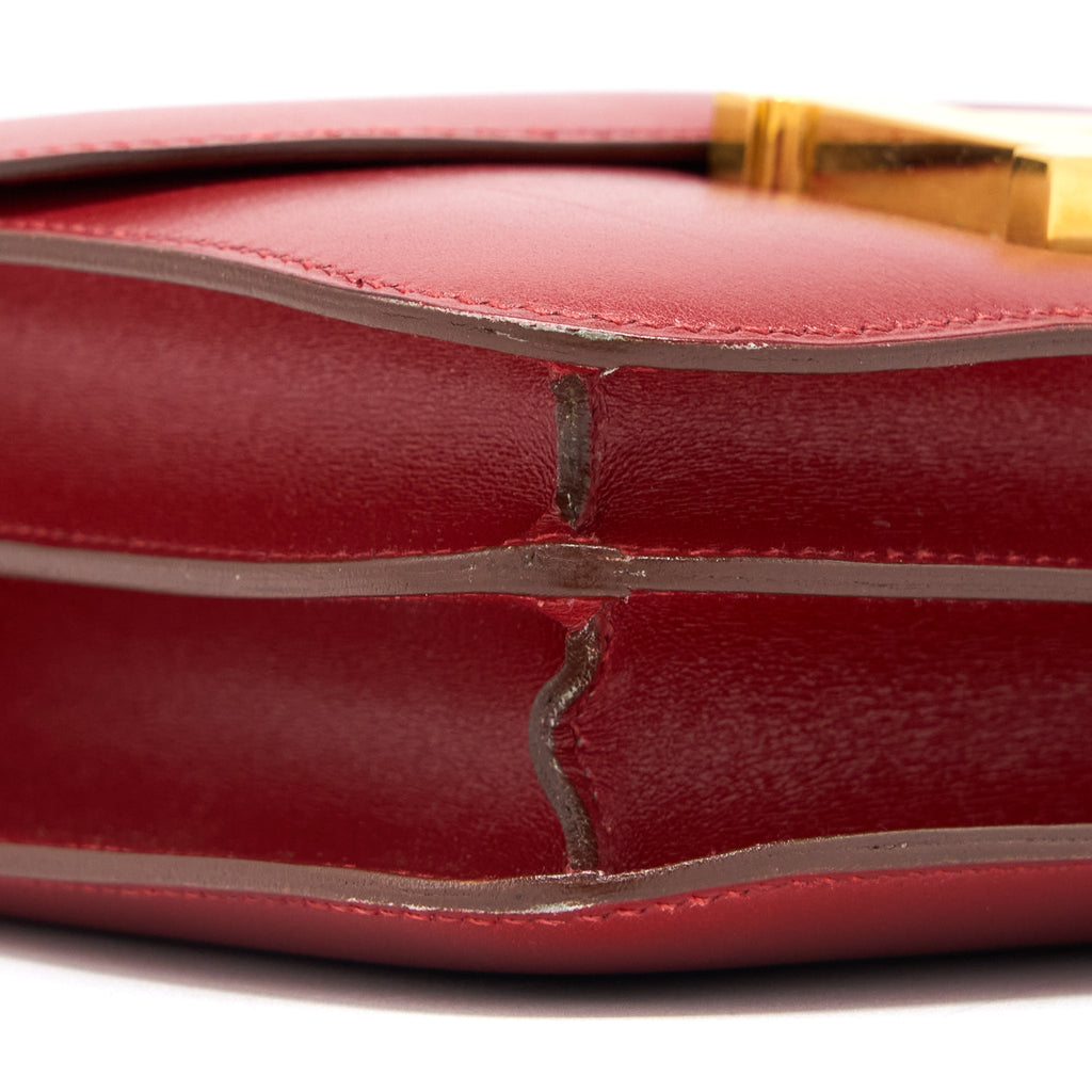 HERMES VINTAGE MINI CONSTANCE BOX LEATHER RED GHW