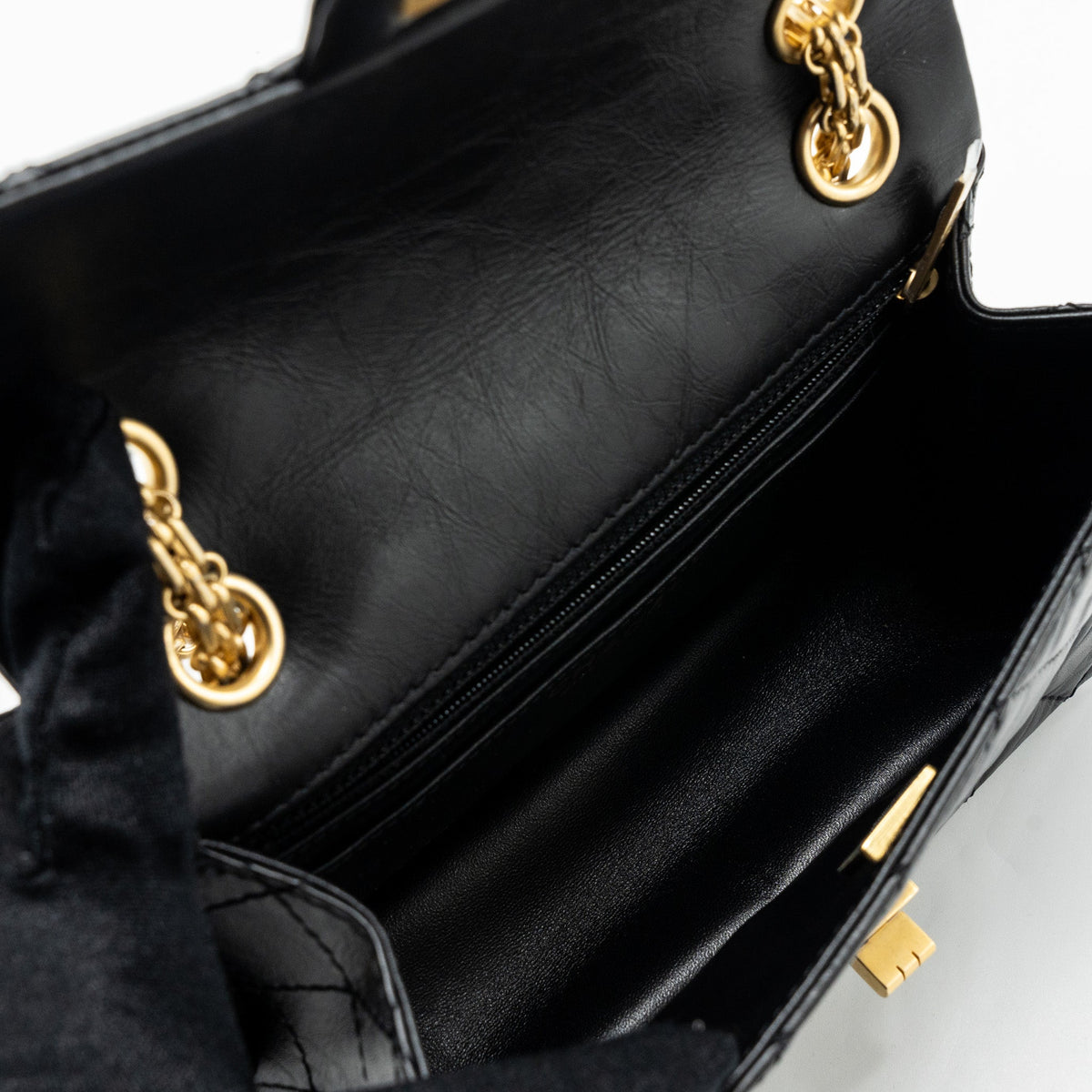 CHANEL MINI 2.55 REISSUE AGED CALFSKIN BLACK BRUSHED GHW(MICROCHIP)