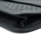 BOTTEGA VENETA MEN’S POUCH INTRECCIATE BLACK WITH BLACK HARDWARE