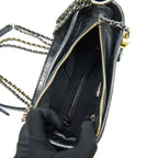 CHANEL SMALL GABRIELLE HOBO BAG CROCODILE EMBOSSED CALFSKIN BLACK