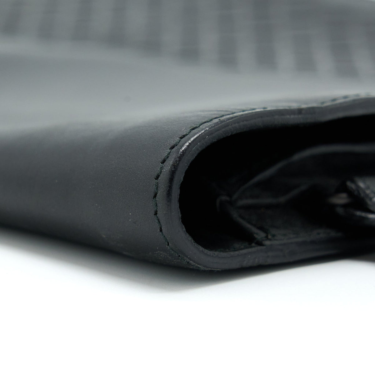 BOTTEGA VENETA MEN’S POUCH INTRECCIATE BLACK WITH BLACK HARDWARE