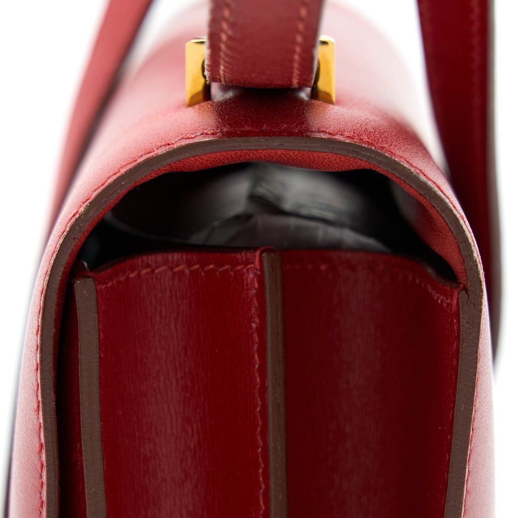 HERMES VINTAGE MINI CONSTANCE BOX LEATHER RED GHW