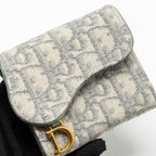 DIOR SADDLE LOTUS WALLET GREY OBLIQUE JACQUARD GHW