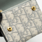 DIOR SADDLE LOTUS WALLET GREY OBLIQUE JACQUARD GHW