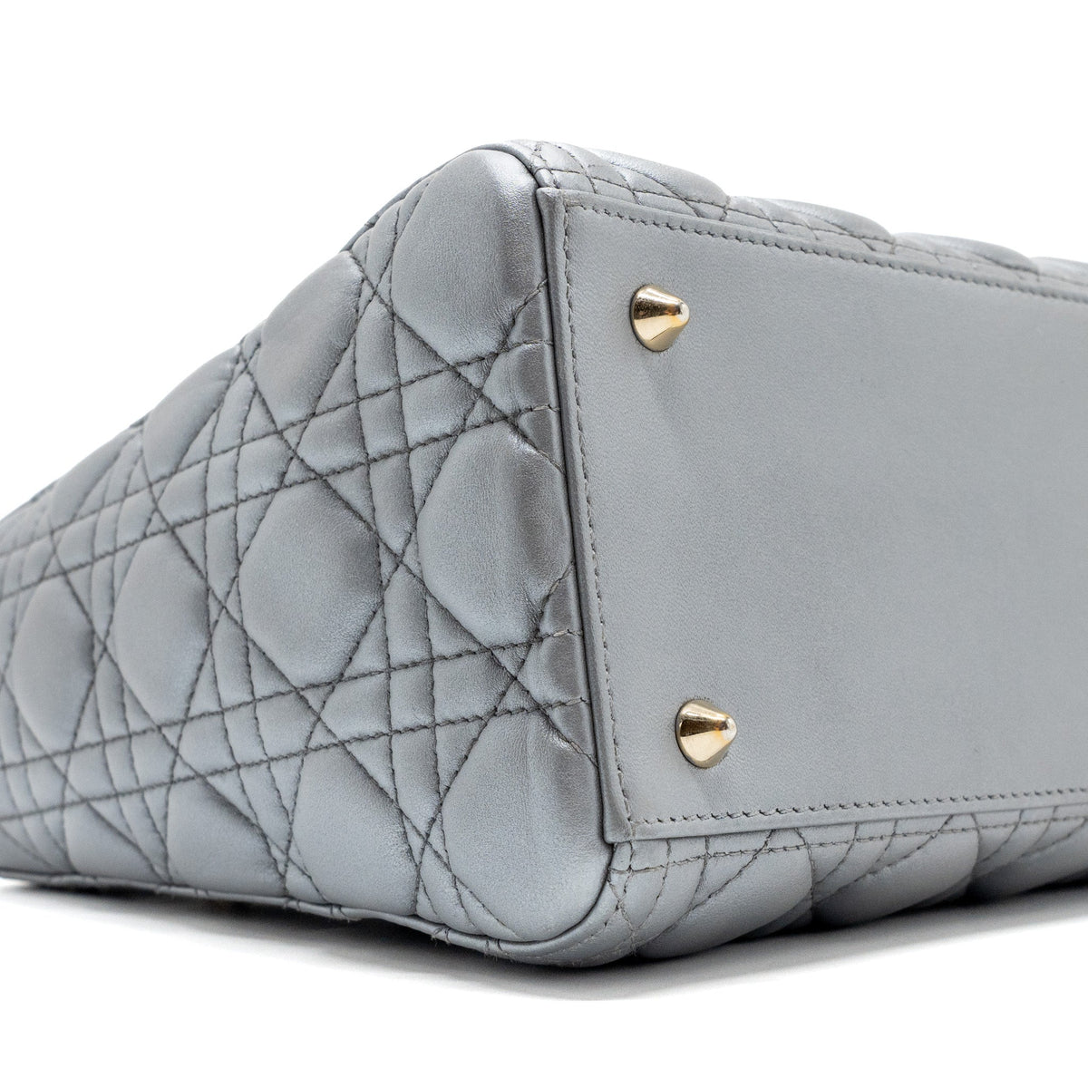 DIOR MEDIUM LADY DIOR LAMBSKIN SILVER LGHW