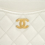 CHANEL SEASONAL ZIPPY POUCH CAVIAR WHITE GHW