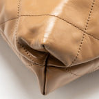 CHANEL SMALL 22 BAG SHINY CALFSKIN DARK BEIGE GHW (MICROCHIP)