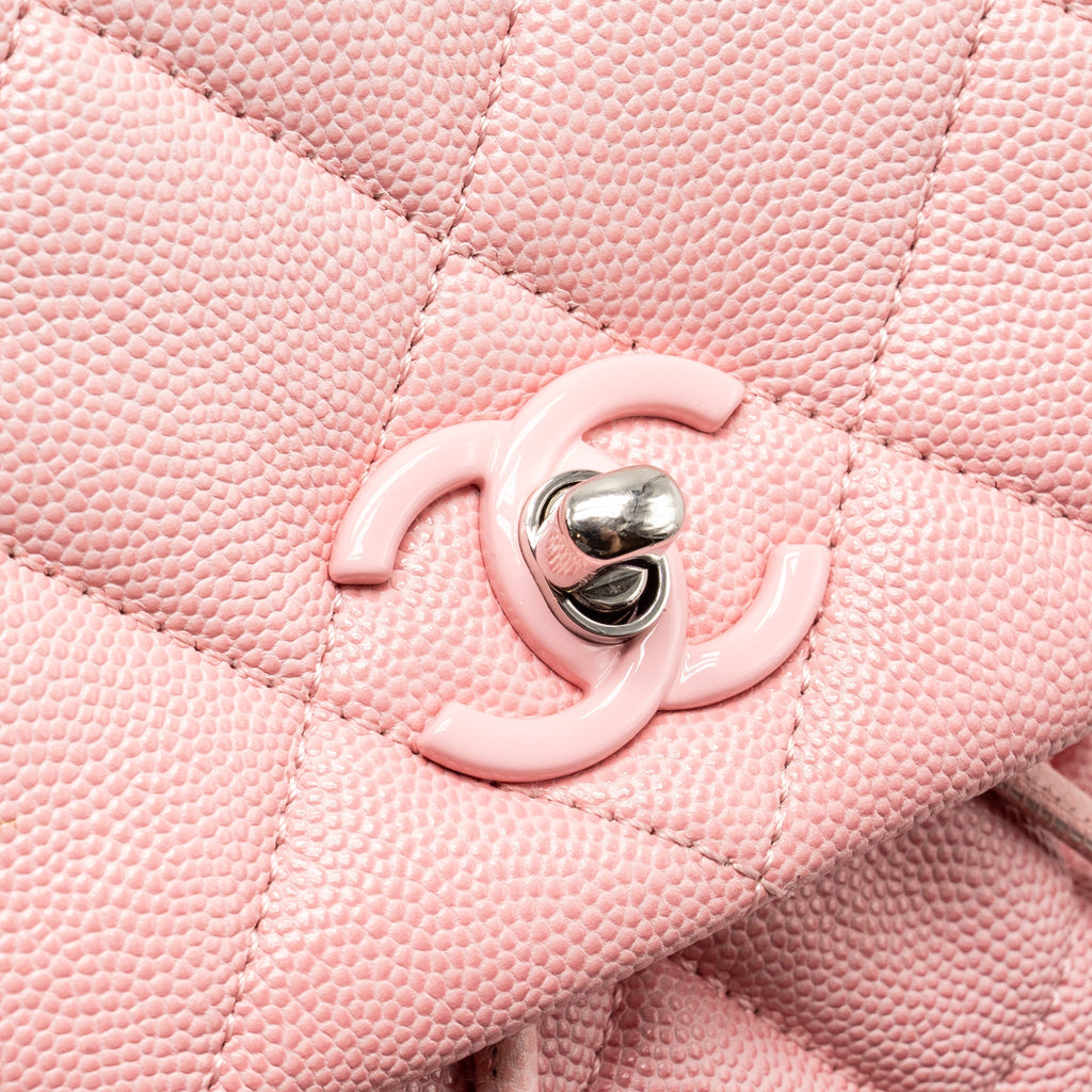 Chanel CC Flap Drawstring Backpack Caviar Gradient Pink SHW (Microchip)