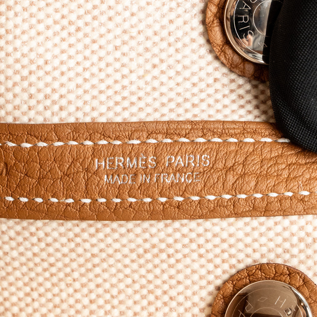 Hermes neo garden party 23 canvas/negonda ecru-beige/gold SHW