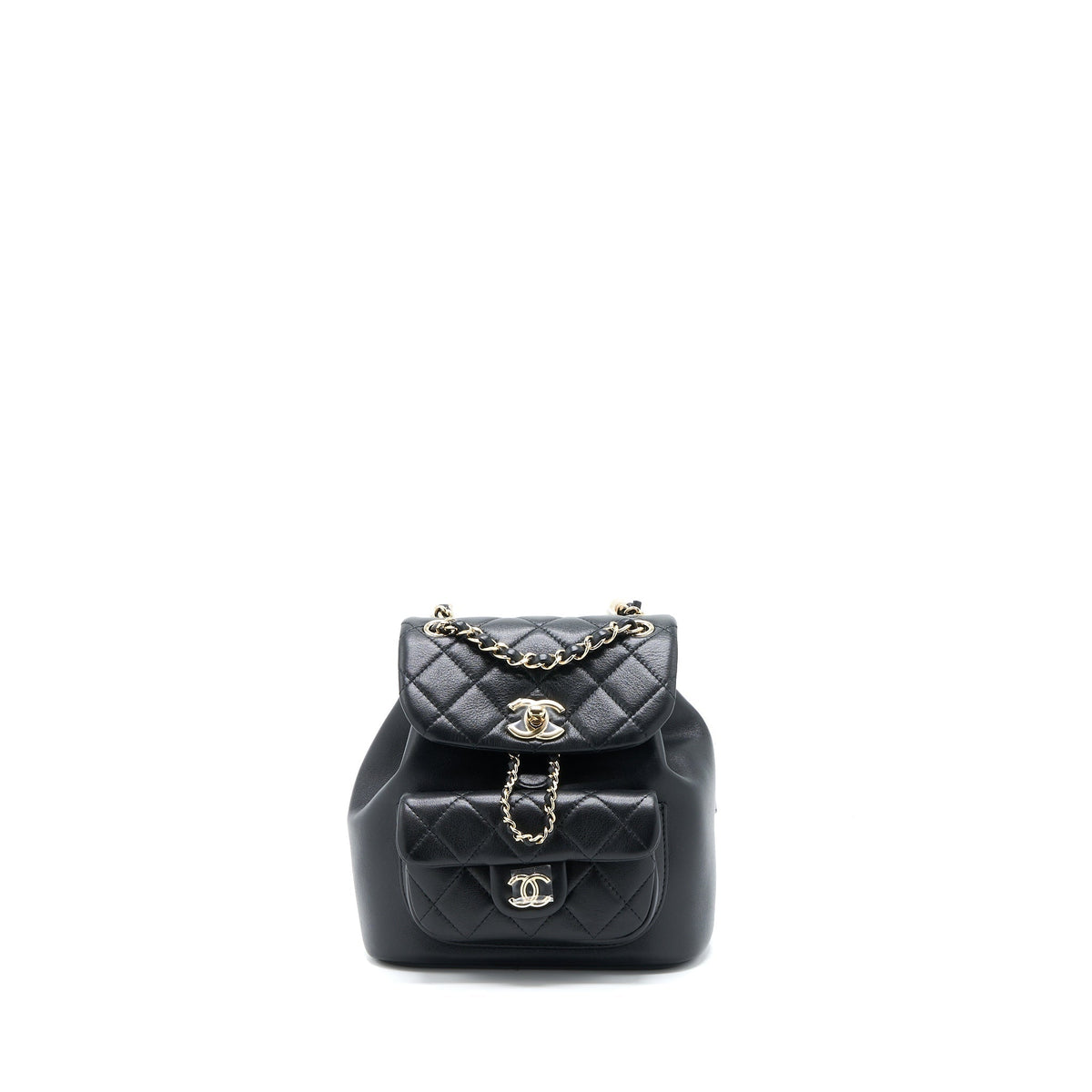 CHANEL 23C DUMA MINI BACKPACK CALFSKIN BLACK LGHW (MICROCHIP)