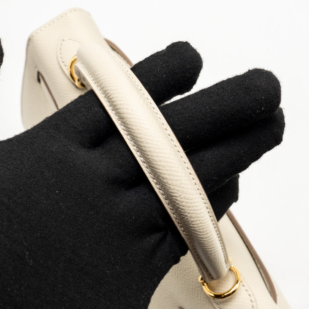 Hermes Kelly 25 Epsom Craie GHW