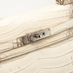 HERMES KELLY 32 CROCODILE NILOTICUS HIMALAYA BLANC SHW
