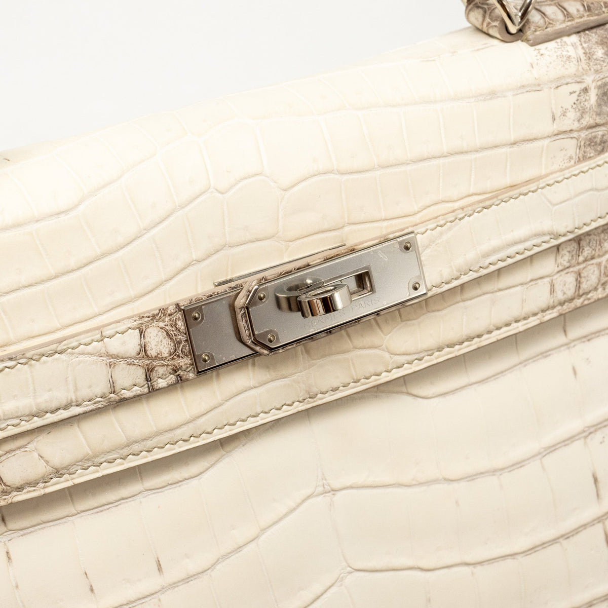 HERMES KELLY 32 CROCODILE NILOTICUS HIMALAYA BLANC SHW