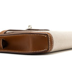 Hermes pochette kelly depeches 25 canvas / barenia ecru beige / fauve SHW