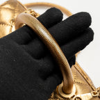 Chanel small coco handle caviar metallic gold GHW