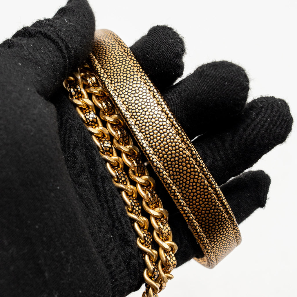 Chanel small coco handle caviar metallic gold GHW