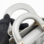 DIOR MINI LADY DIOR LAMBSKIN GREY LGHW